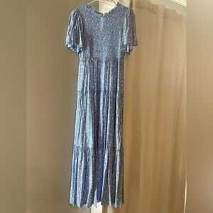 Blue Floral Tiered Maxi Dress - Women